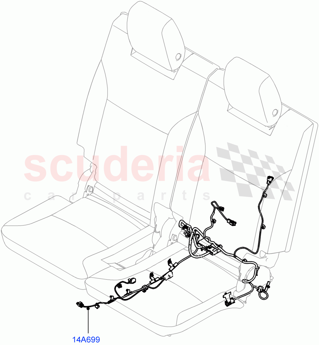 Wiring - Seats (3rd Row, Rear Seats, Nitra Plant Build) (With 7 Seat Configuration) ((V) FROMK2000001) of Land Rover Land Rover Discovery 5 (2017+) [2.0 Turbo Petrol AJ200P]