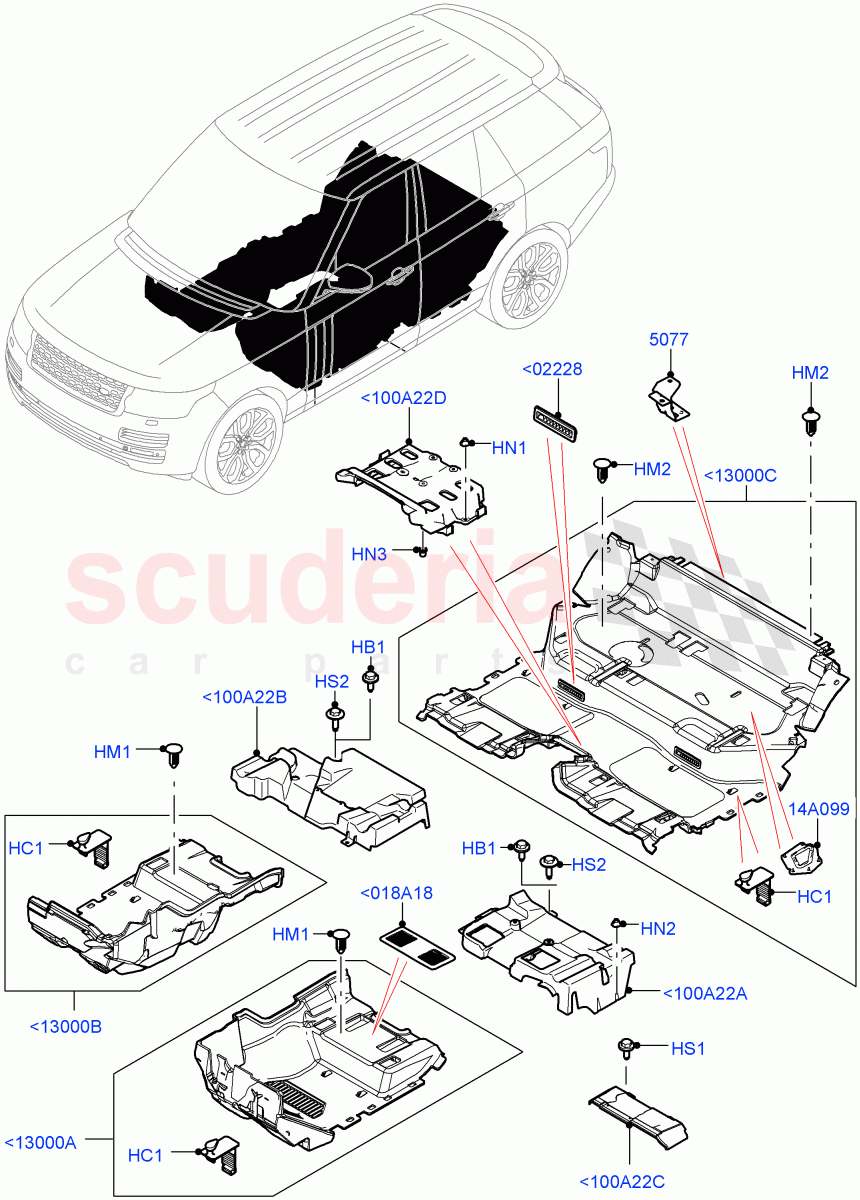 Floor Trim (Floor Carpets) of Land Rover Land Rover Range Rover (2012-2021) [3.0 I6 Turbo Diesel AJ20D6]