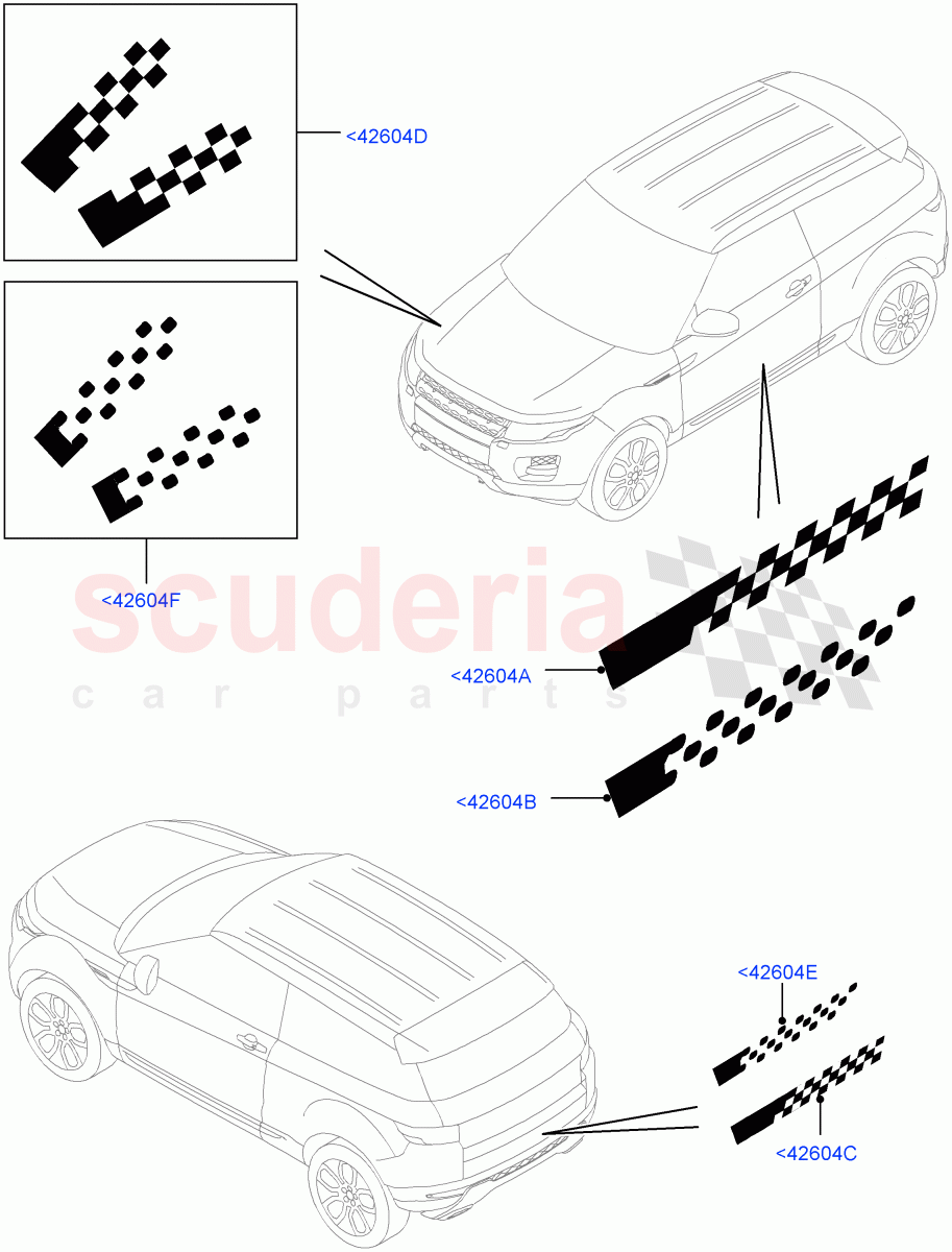 Exterior Body Styling Items (Decal Stripes, Accessory) (Halewood (UK), Itatiaia (Brazil)) ((V) FROMFH000001) of Land Rover Land Rover Range Rover Evoque (2012-2018) [2.0 Turbo Petrol GTDI]