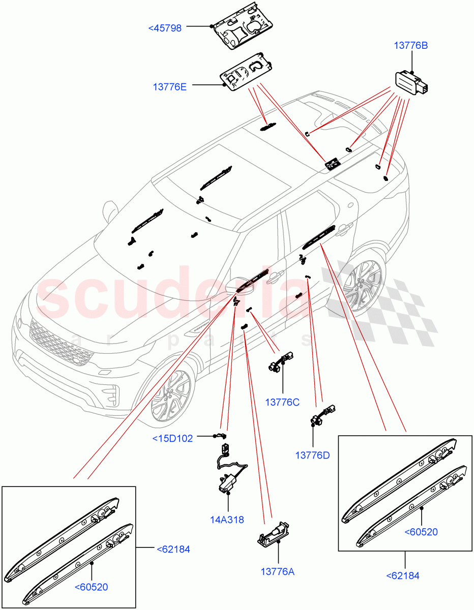 Interior Lamps (Door - Front/Rear, Nitra Plant Build) ((V) FROMK2000001) of Land Rover Land Rover Discovery 5 (2017+) [3.0 I6 Turbo Diesel AJ20D6]