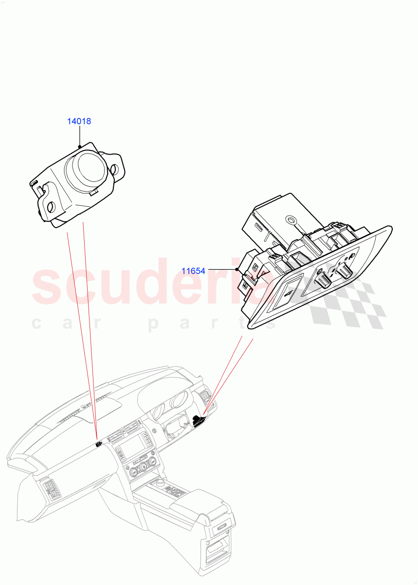 Switches (Nitra Plant Build, Auxiliary Unit) ((V) FROMK2000001, (V) TOL2999999) of Land Rover Land Rover Discovery 5 (2017+) [3.0 I6 Turbo Diesel AJ20D6]