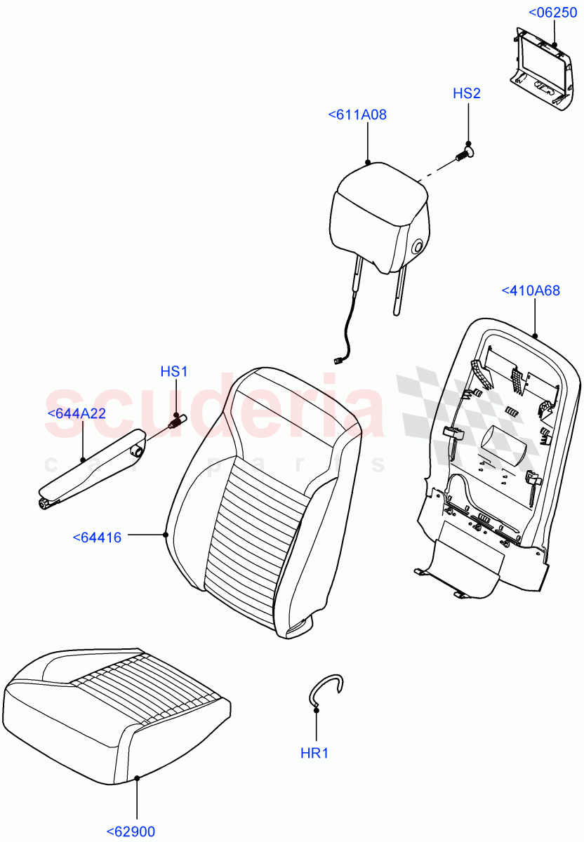 Front Seat Covers (Nitra Plant Build) (Windsor Leather Perforated, With 5 Seat Configuration, With 7 Seat Configuration) ((V) FROMM2000001) of Land Rover Land Rover Discovery 5 (2017+) [3.0 Diesel 24V DOHC TC]