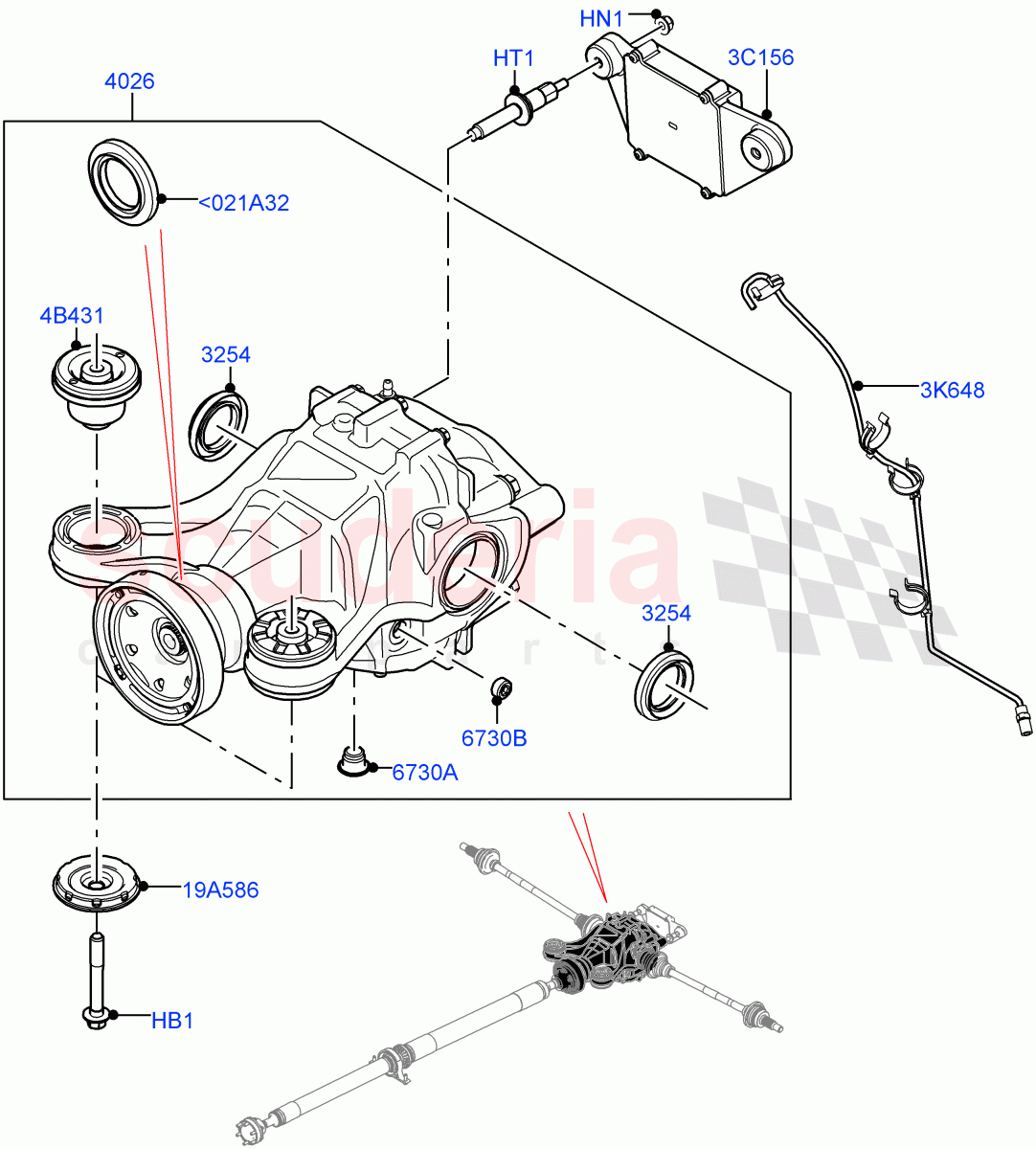 Rear Axle (2.0L I4 DSL MID DOHC AJ200, 2.0L I4 DSL HIGH DOHC AJ200, 2.0L I4 Mid DOHC AJ200 Petrol, 2.0L I4 High DOHC AJ200 Petrol) ((V) TOLA999999) of Land Rover Land Rover Range Rover Velar (2017+) [2.0 Turbo Petrol AJ200P]