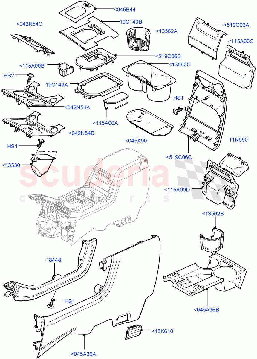 Console - Floor (For Carrier Assy, External Components) ((V) FROMAA000001) of Land Rover Land Rover Discovery 4 (2010-2016) [2.7 Diesel V6]