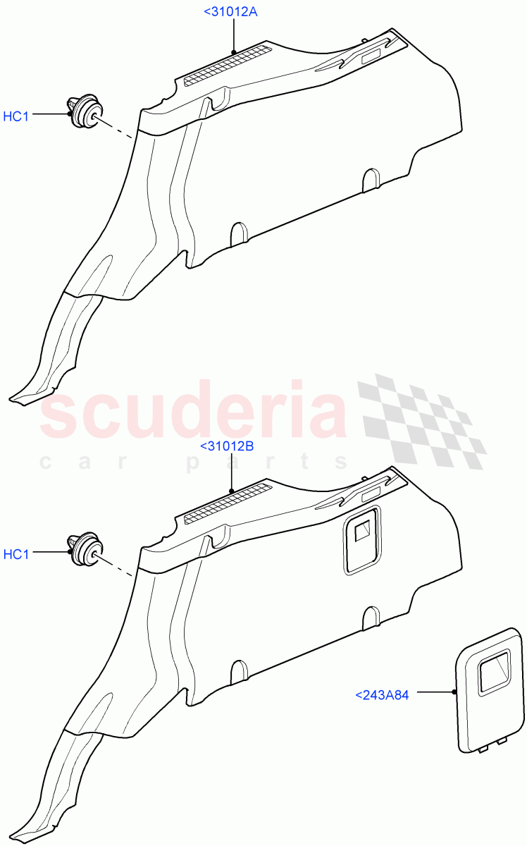 Side Trim (Luggage Compartment) ((V) TO9A999999) of Land Rover Land Rover Range Rover Sport (2005-2009) [4.4 AJ Petrol V8]