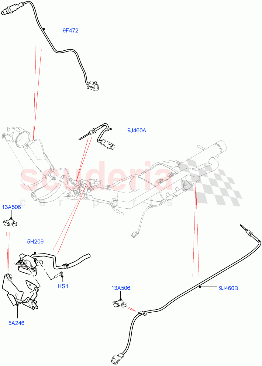Exhaust System (Sensors) (2.0L I4 DSL MID DOHC AJ200, Itatiaia (Brazil), 2.0L I4 DSL HIGH DOHC AJ200) ((V) FROMGT000001) of Land Rover Land Rover Discovery Sport (2015+) [2.0 Turbo Diesel]