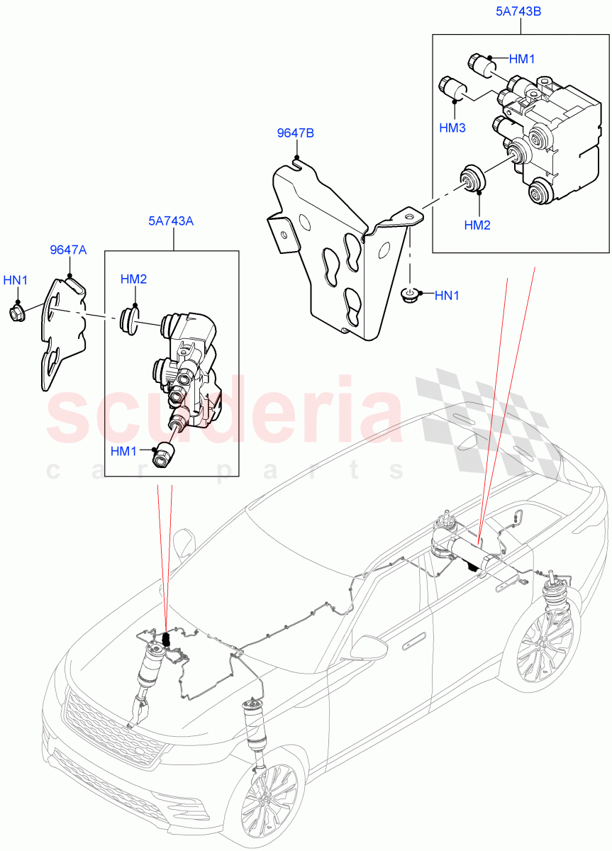 Air Suspension Compressor And Lines (Air Suspension Lines) (With Four Corner Air Suspension) ((V) FROMMA000001) of Land Rover Land Rover Range Rover Velar (2017+) [2.0 Turbo Petrol AJ200P]