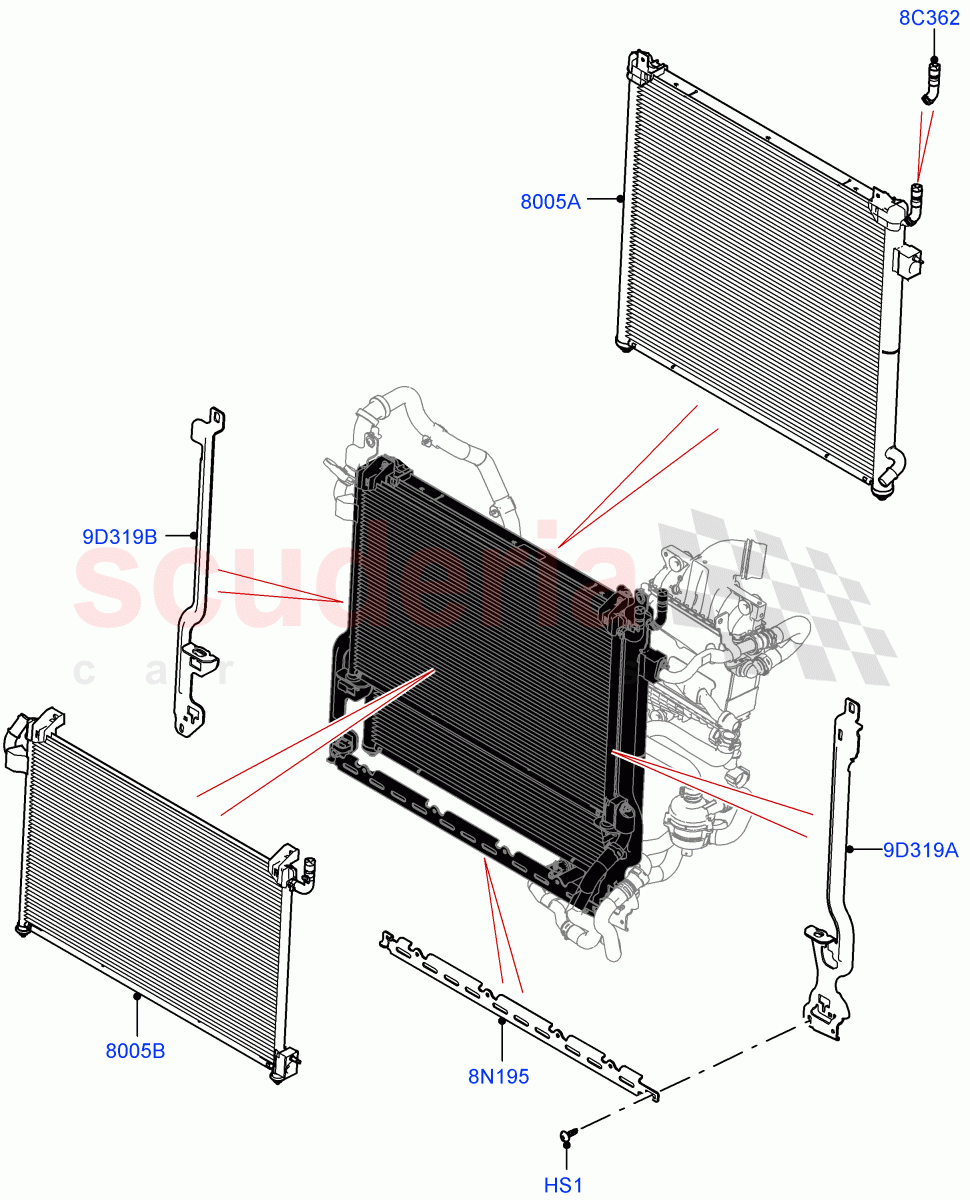 Radiator/Coolant Overflow Container (Water Charge Air Cooler, Nitra Plant Build, Intercooler Radiator) (2.0L AJ200P Hi PHEV) of Land Rover Land Rover Defender (2020+) [2.0 Turbo Petrol AJ200P]