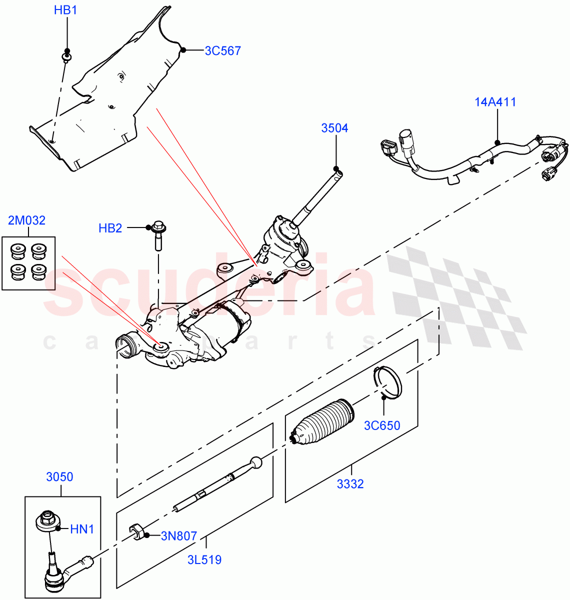 Steering Gear (Itatiaia (Brazil)) of Land Rover Land Rover Range Rover Evoque (2019+) [2.0 Turbo Diesel AJ21D4]