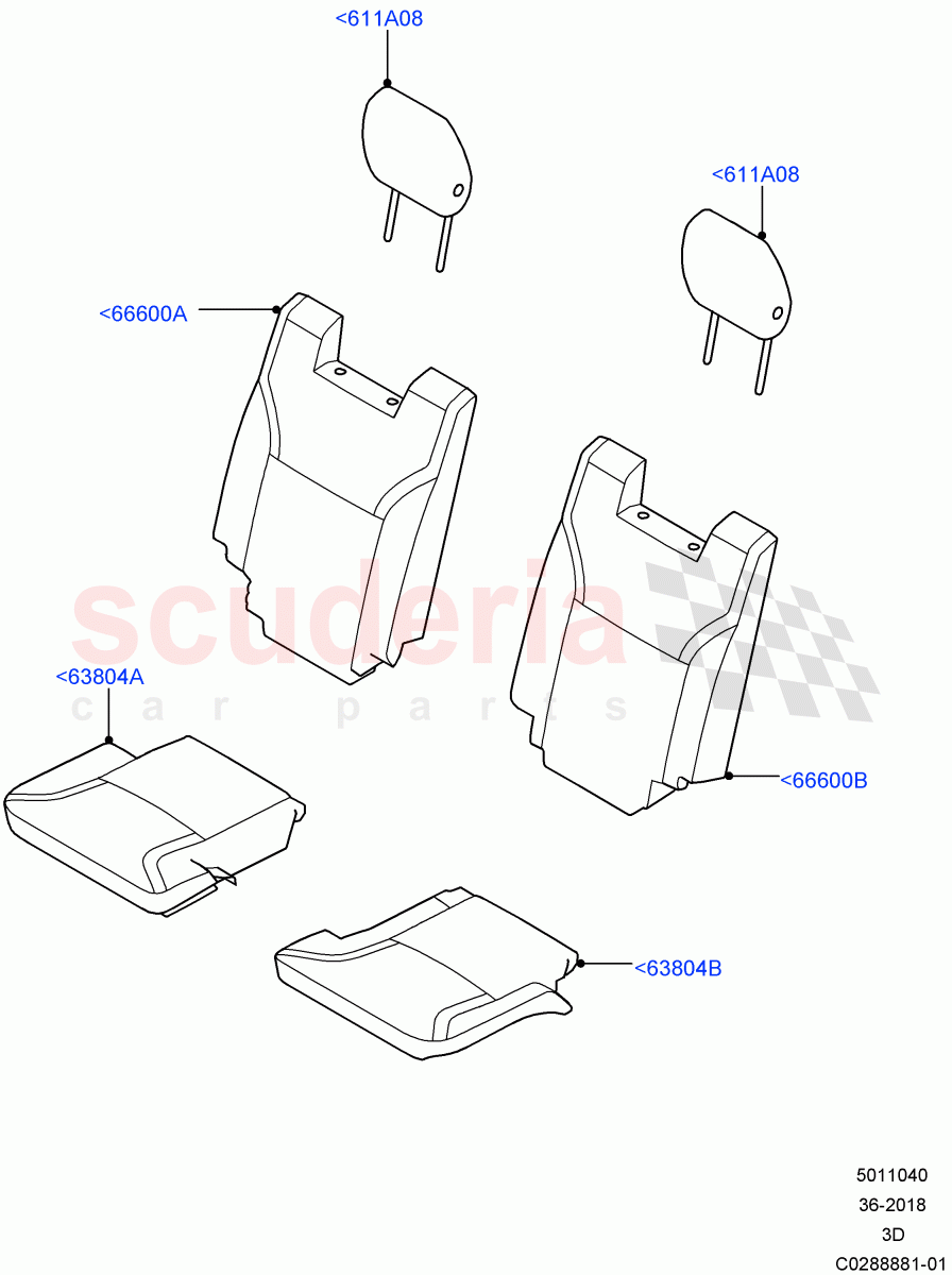 Rear Seat Covers (Row 3, Nitra Plant Build) (Grained Cloth, Version - Core, With 7 Seat Configuration) ((V) FROMK2000001) of Land Rover Land Rover Discovery 5 (2017+) [3.0 I6 Turbo Diesel AJ20D6]