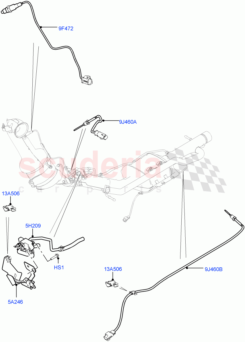 Exhaust System (Sensors) (2.0L I4 DSL MID DOHC AJ200, Stage V Plus DPF, Proconve L6 Emissions, 2.0L I4 DSL HIGH DOHC AJ200, DPF + DE-SOX) ((V) FROMGH000001) of Land Rover Land Rover Discovery Sport (2015+) [2.0 Turbo Diesel]