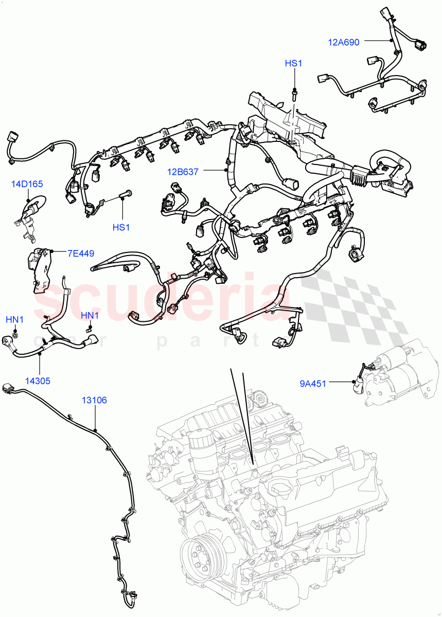 Electrical Wiring - Engine And Dash (5.0L OHC SGDI SC V8 Petrol - AJ133) ((V) TOHA999999) of Land Rover Land Rover Range Rover (2012-2021) [5.0 OHC SGDI NA V8 Petrol]