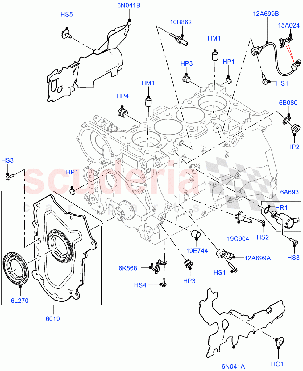 Cylinder Block And Plugs (Nitra Plant Build) (2.0L I4 High DOHC AJ200 Petrol) ((V) FROMK2000001) of Land Rover Land Rover Discovery 5 (2017+) [2.0 Turbo Petrol AJ200P]