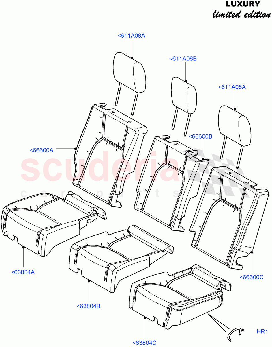 Rear Seat Covers (With 35/30/35 Split Fold Rear Seat) ((V) FROMCA000001) of Land Rover Land Rover Discovery 4 (2010-2016) [3.0 DOHC GDI SC V6 Petrol]