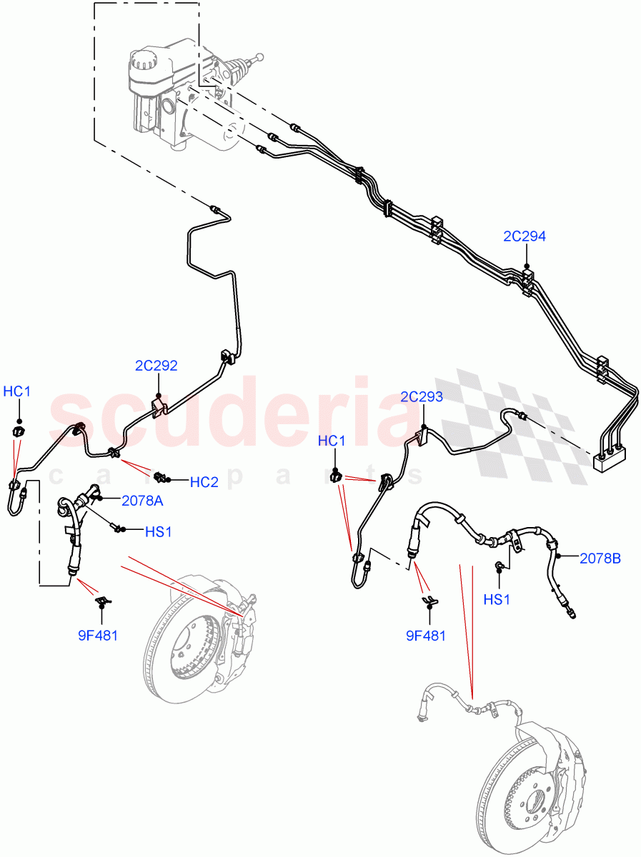 Front Brake Pipes (RHD) of Land Rover Land Rover Range Rover (2022+) [4.4 V8 Turbo Petrol NC10]