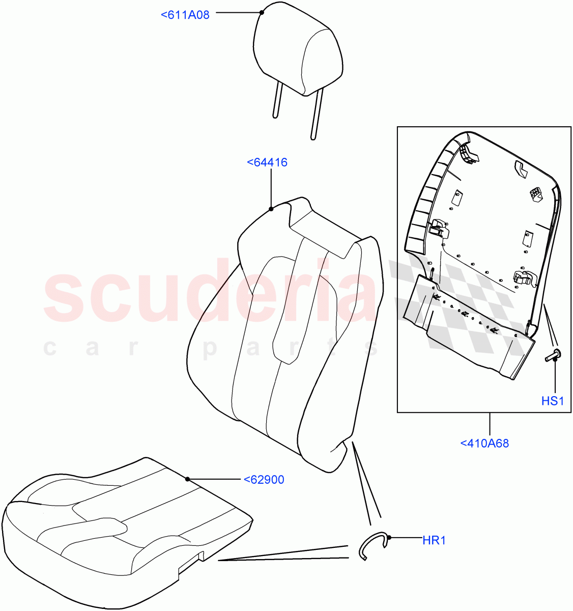 Front Seat Covers (Windsor Leather Perforated, Changsu (China), Seat - Standard) ((V) FROMEG000001, (V) TOGG134737) of Land Rover Land Rover Range Rover Evoque (2012-2018) [2.0 Turbo Petrol GTDI]