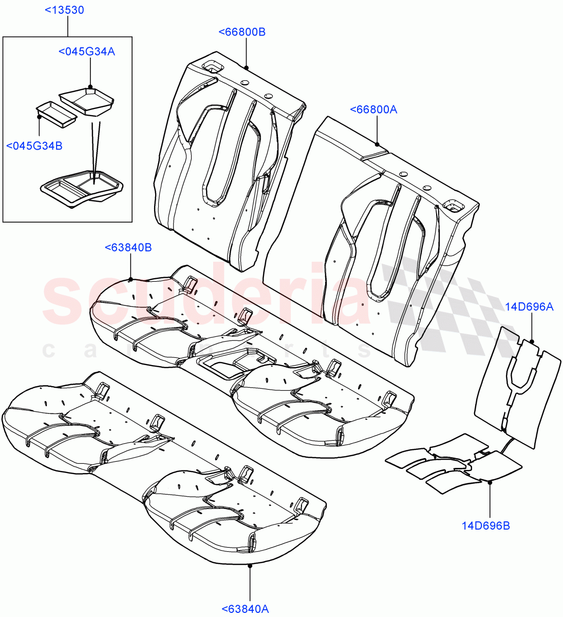 Rear Seat Pads/Valances & Heating (Halewood (UK), With 2 Rear Small Individual Seats, With 2 Individual Second Row Seats) of Land Rover Land Rover Range Rover Evoque (2012-2018) [2.0 Turbo Petrol GTDI]