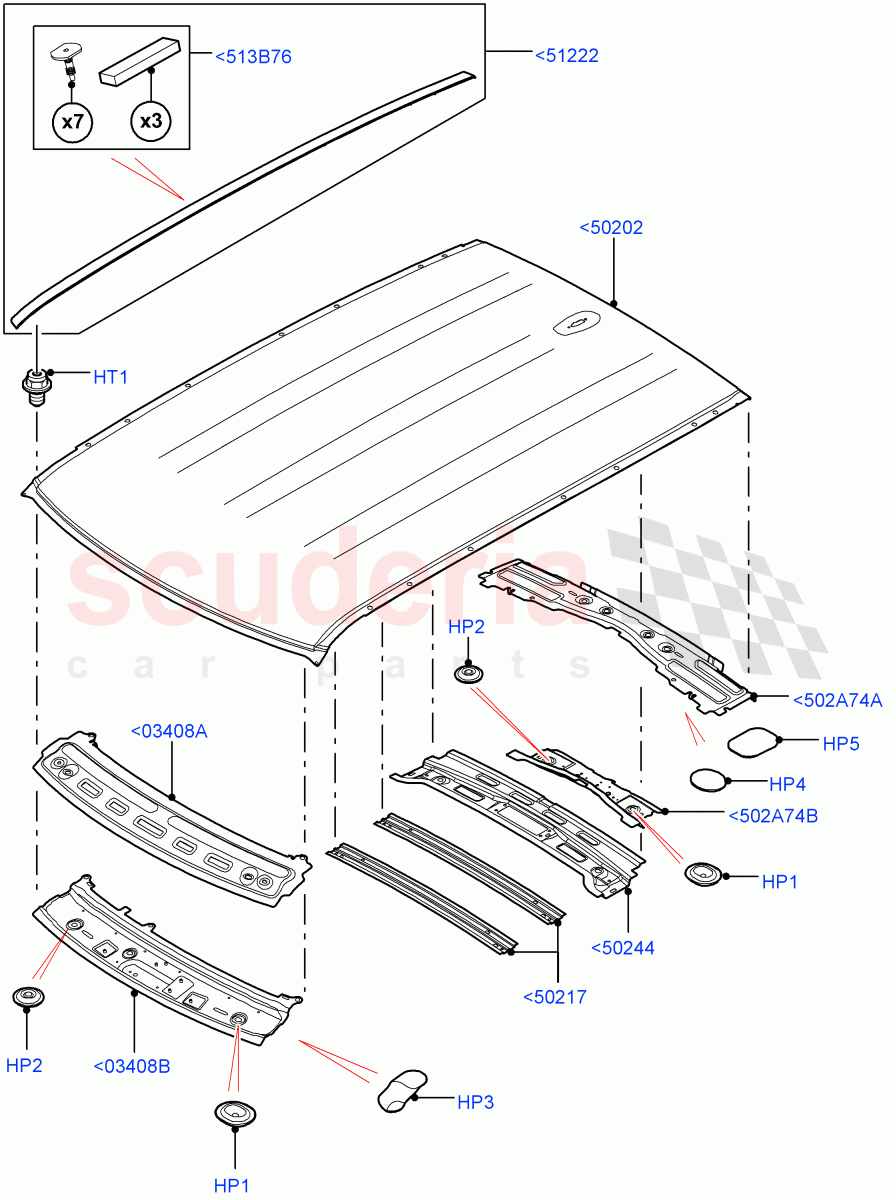 Roof - Sheet Metal (Less Panorama Roof) of Land Rover Land Rover Range Rover Sport (2014+) [4.4 DOHC Diesel V8 DITC]