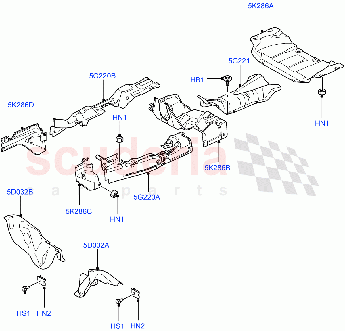 Heat Shields - Exhaust System (3.6L V8 32V DOHC EFi Diesel Lion) ((V) FROMAA000001) of Land Rover Land Rover Range Rover (2010-2012) [3.6 V8 32V DOHC EFI Diesel]