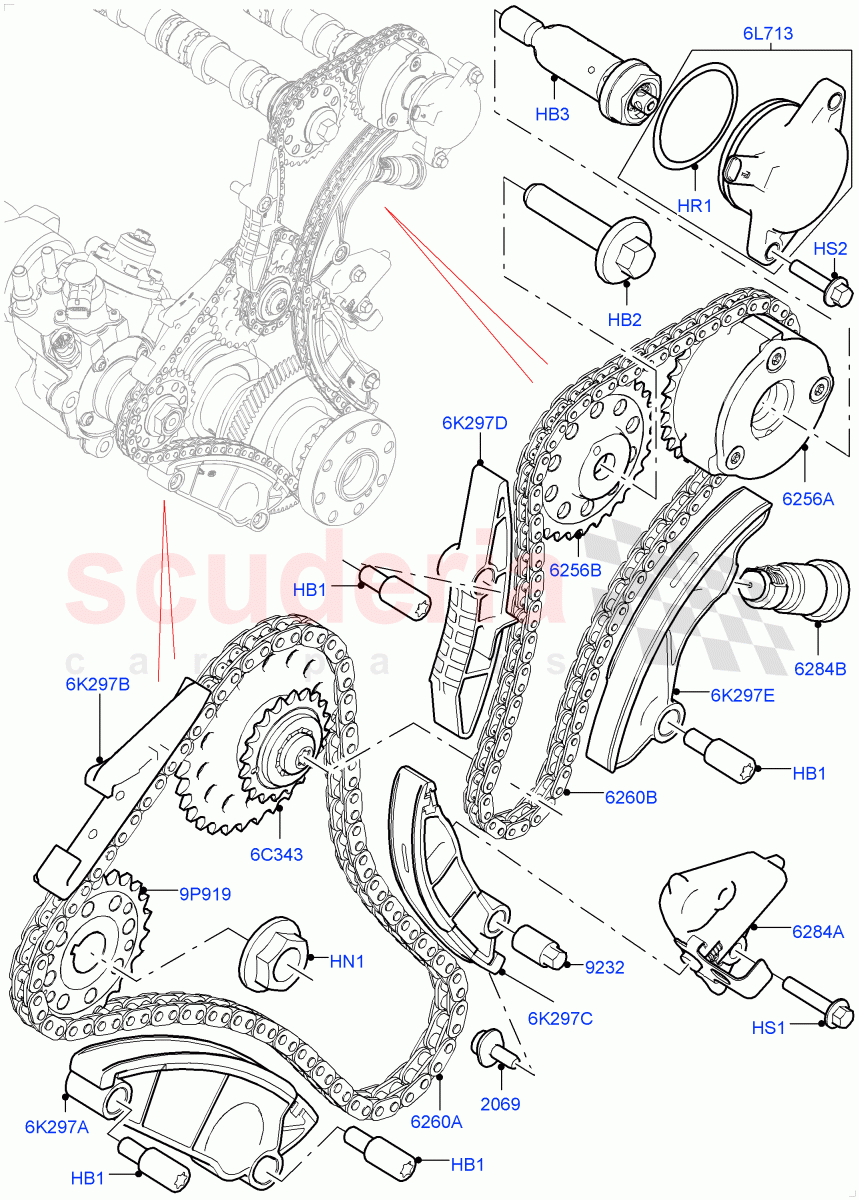 Timing Gear (Solihull Plant Build) (2.0L I4 DSL MID DOHC AJ200, 2.0L I4 DSL HIGH DOHC AJ200) ((V) FROMHA000001) of Land Rover Land Rover Discovery 5 (2017+) [2.0 Turbo Diesel]