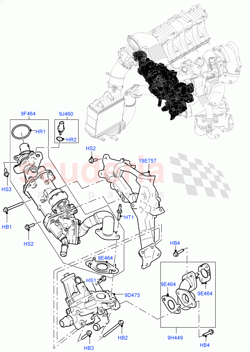 Exhaust Gas Recirculation (High Pressure EGR) (2.0L AJ20D4 Diesel Mid PTA, Itatiaia (Brazil)) ((V) FROMLT000001) of Land Rover Land Rover Discovery Sport (2015+) [2.0 Turbo Diesel]