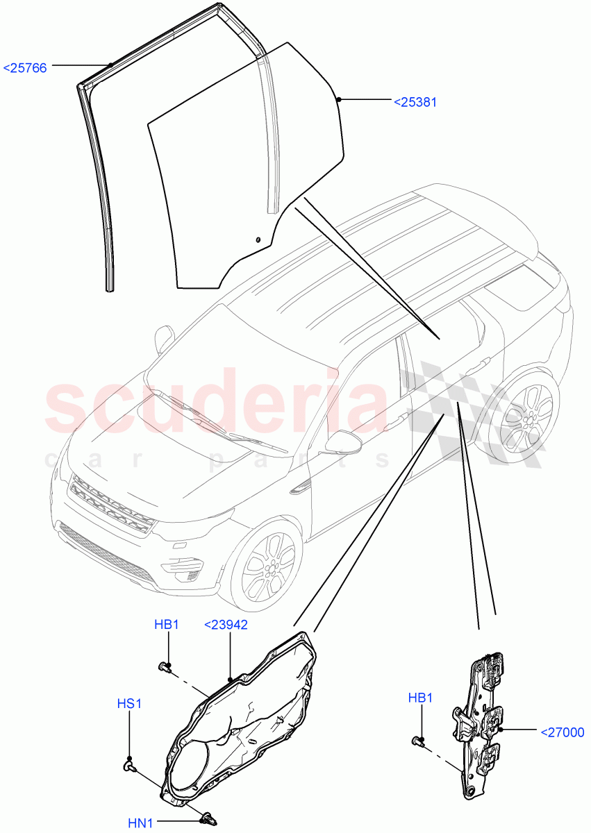Rear Door Glass And Window Controls (Halewood (UK)) of Land Rover Land Rover Discovery Sport (2015+) [2.0 Turbo Diesel AJ21D4]