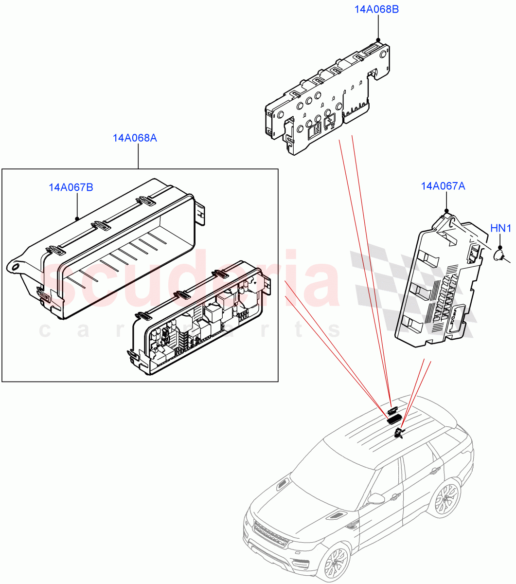 Fuses, Holders And Circuit Breakers (Rear) of Land Rover Land Rover Range Rover Sport (2014+) [2.0 Turbo Petrol GTDI]