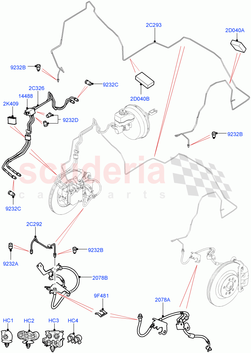 Front Brake Pipes (Solihull Plant Build) (RHD) ((V) FROMHA000001) of Land Rover Land Rover Discovery 5 (2017+) [3.0 DOHC GDI SC V6 Petrol]