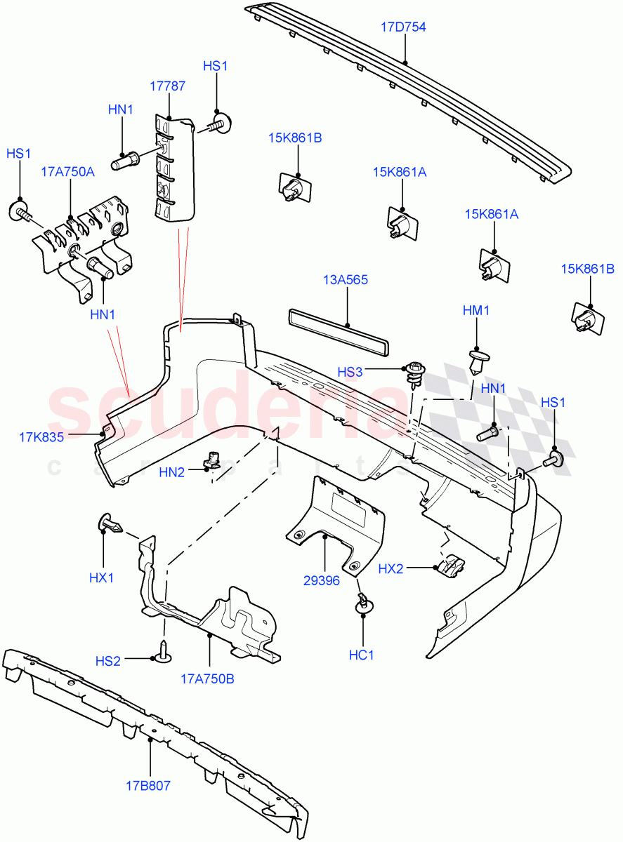 Rear Bumper ((V) FROMAA000001) of Land Rover Land Rover Discovery 4 (2010-2016) [3.0 DOHC GDI SC V6 Petrol]