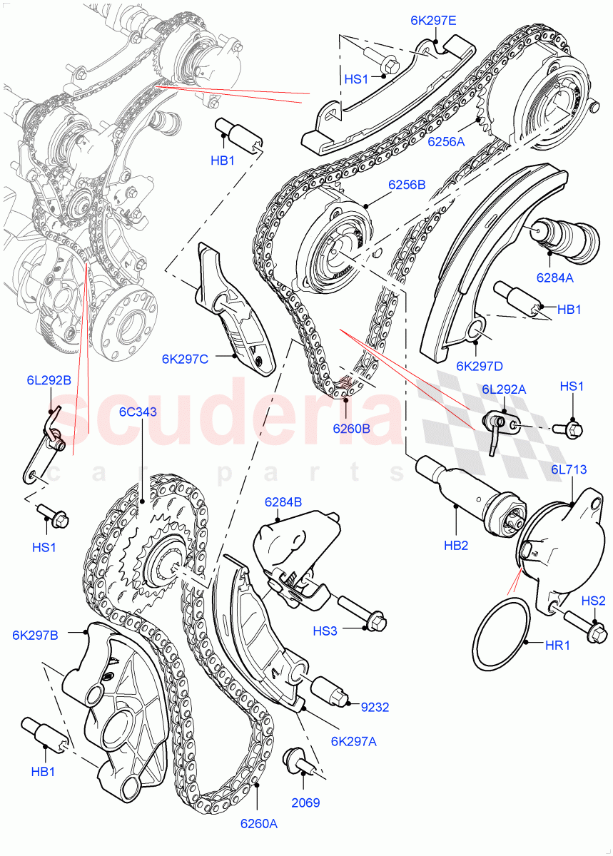 Timing Gear (2.0L AJ20P4 Petrol Mid PTA, Itatiaia (Brazil), 2.0L AJ20P4 Petrol E100 PTA, 2.0L AJ20P4 Petrol High PTA) of Land Rover Land Rover Range Rover Evoque (2019+) [2.0 Turbo Petrol AJ200P]