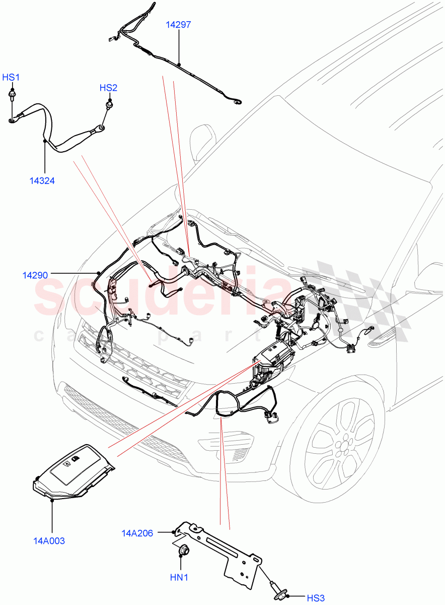 Electrical Wiring - Engine And Dash (Engine Compartment) (Halewood (UK)) ((V) TOKH999999) of Land Rover Land Rover Discovery Sport (2015+) [1.5 I3 Turbo Petrol AJ20P3]
