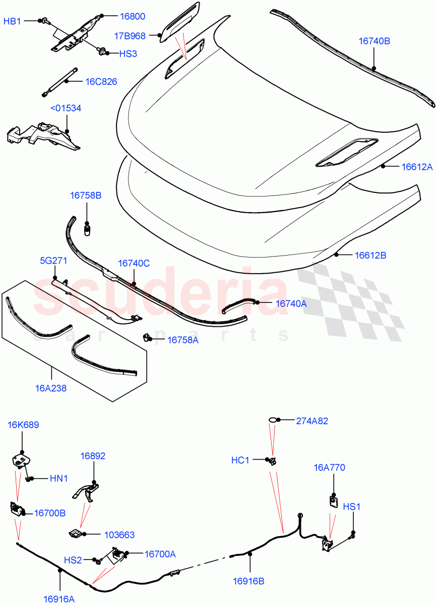 Hood And Related Parts (Changsu (China)) of Land Rover Land Rover Range Rover Evoque (2019+) [2.0 Turbo Diesel AJ21D4]