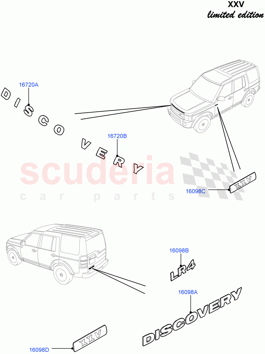 Name Plates (XXV Anniversary LE) ((V) FROMEA000001) of Land Rover Land Rover Discovery 4 (2010-2016) [4.0 Petrol V6]