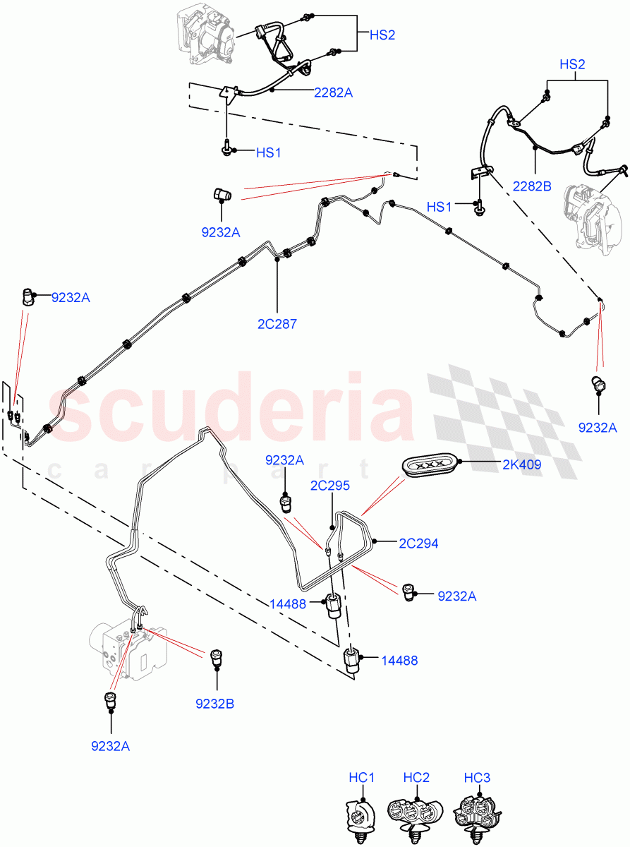 Rear Brake Pipes (Solihull Plant Build) (RHD) ((V) FROMHA000001) of Land Rover Land Rover Discovery 5 (2017+) [3.0 Diesel 24V DOHC TC]