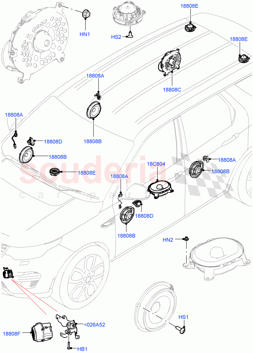 Speakers (Halewood (UK), Premium Audio 1280 W) of Land Rover Land Rover Discovery Sport (2015+) [2.0 Turbo Diesel]