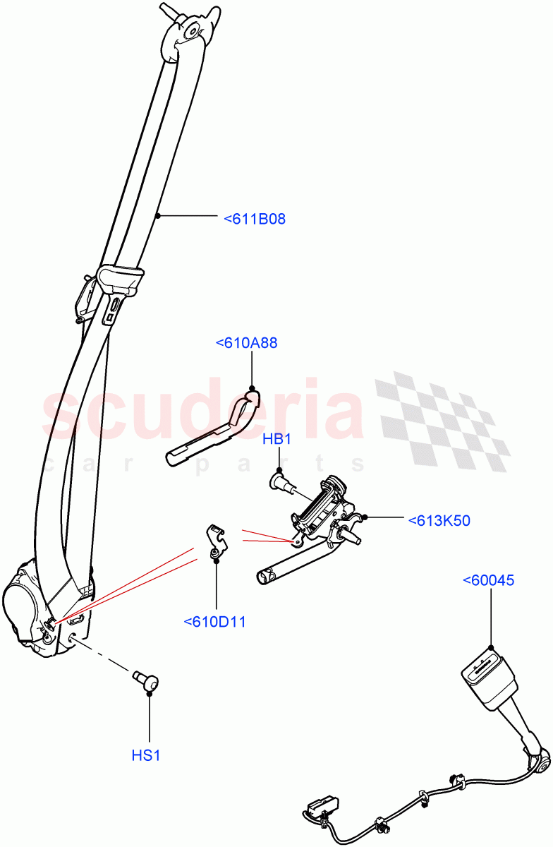 Front Seat Belts (Nitra Plant Build) ((V) FROMK2000001) of Land Rover Land Rover Discovery 5 (2017+) [2.0 Turbo Diesel]