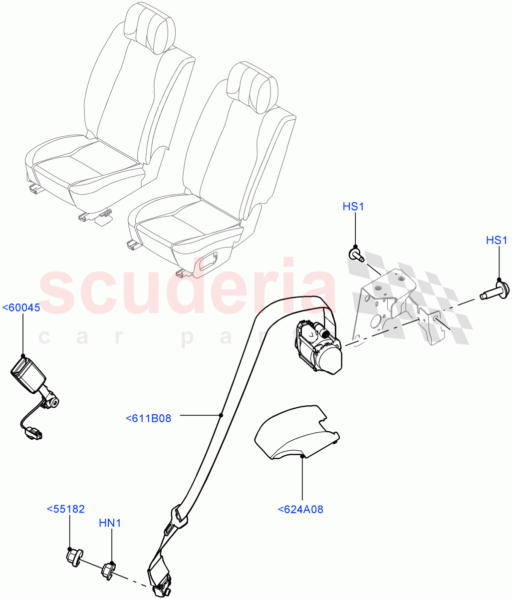 Rear Seat Belts (With 40/40 Split Individual Rr Seat, With 2 Rear Small Individual Seats, Individual 2nd Row Seats SV) of Land Rover Land Rover Range Rover (2012-2021) [5.0 OHC SGDI SC V8 Petrol]