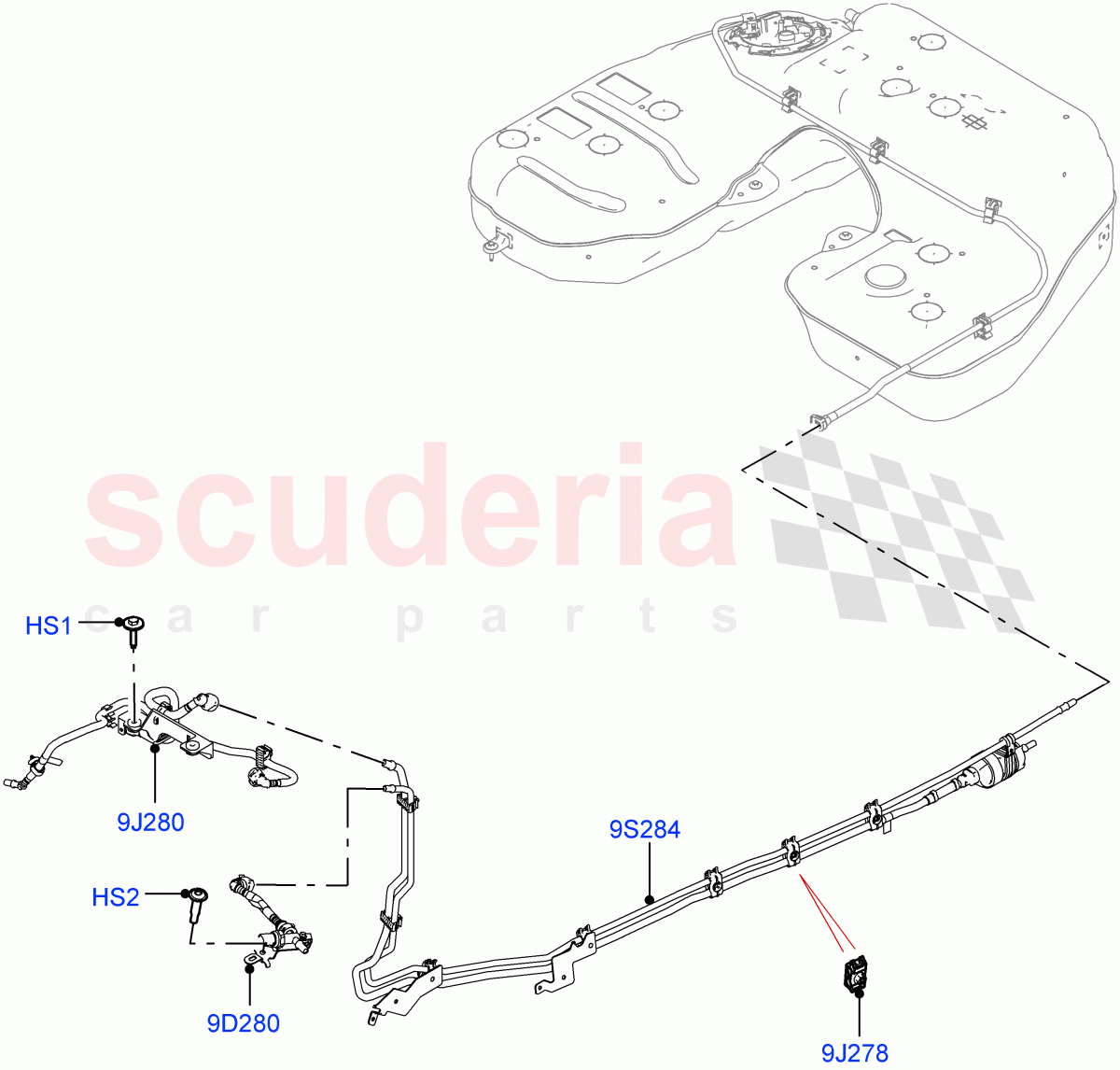 Fuel Lines (Nitra Plant Build) (3.0L AJ20P6 Petrol High) of Land Rover Land Rover Defender (2020+) [3.0 I6 Turbo Petrol AJ20P6]