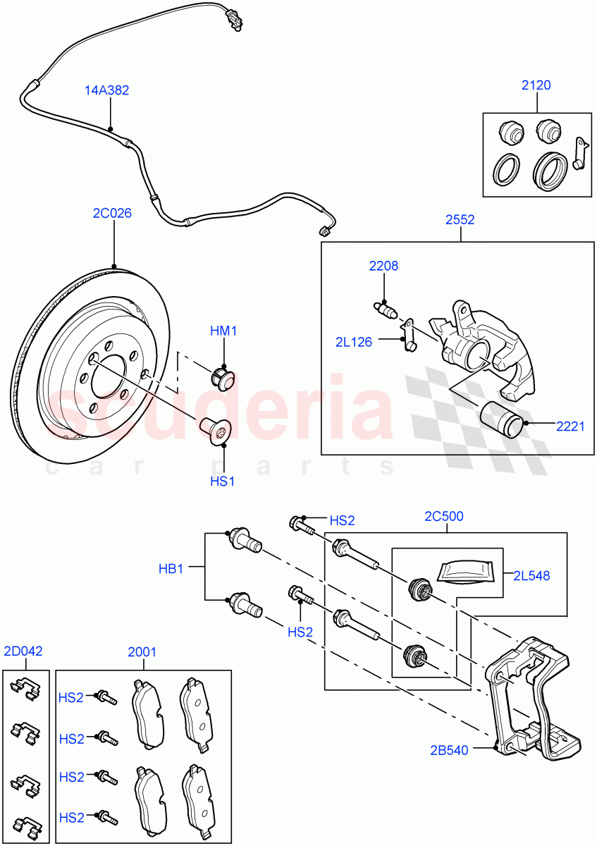 Rear Brake Discs And Calipers ((V) TO9A999999) of Land Rover Land Rover Range Rover Sport (2005-2009) [4.2 Petrol V8 Supercharged]