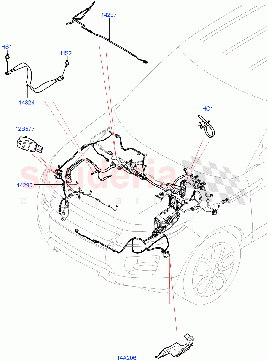 Electrical Wiring - Engine And Dash (Engine Compartment) (Changsu (China)) ((V) FROMEG000001) of Land Rover Land Rover Range Rover Evoque (2012-2018) [2.0 Turbo Petrol GTDI]