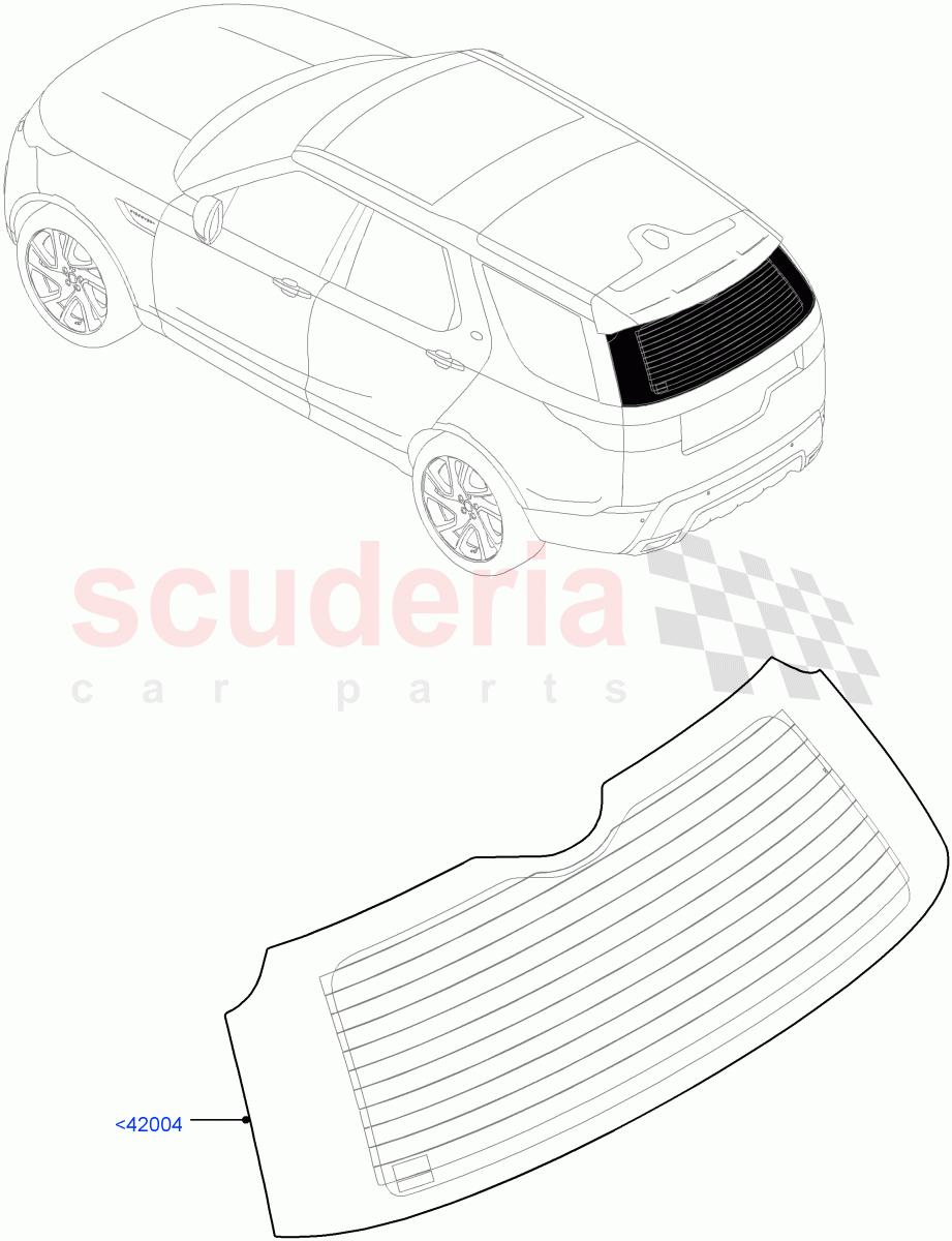 Back Window Glass (Solihull Plant Build) ((V) FROMHA000001) of Land Rover Land Rover Discovery 5 (2017+) [3.0 I6 Turbo Diesel AJ20D6]