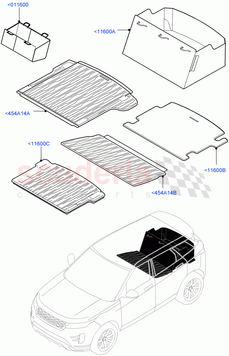 Loadspace Protection Mats (Halewood (UK)) of Land Rover Land Rover Range Rover Evoque (2019+) [1.5 I3 Turbo Petrol AJ20P3]