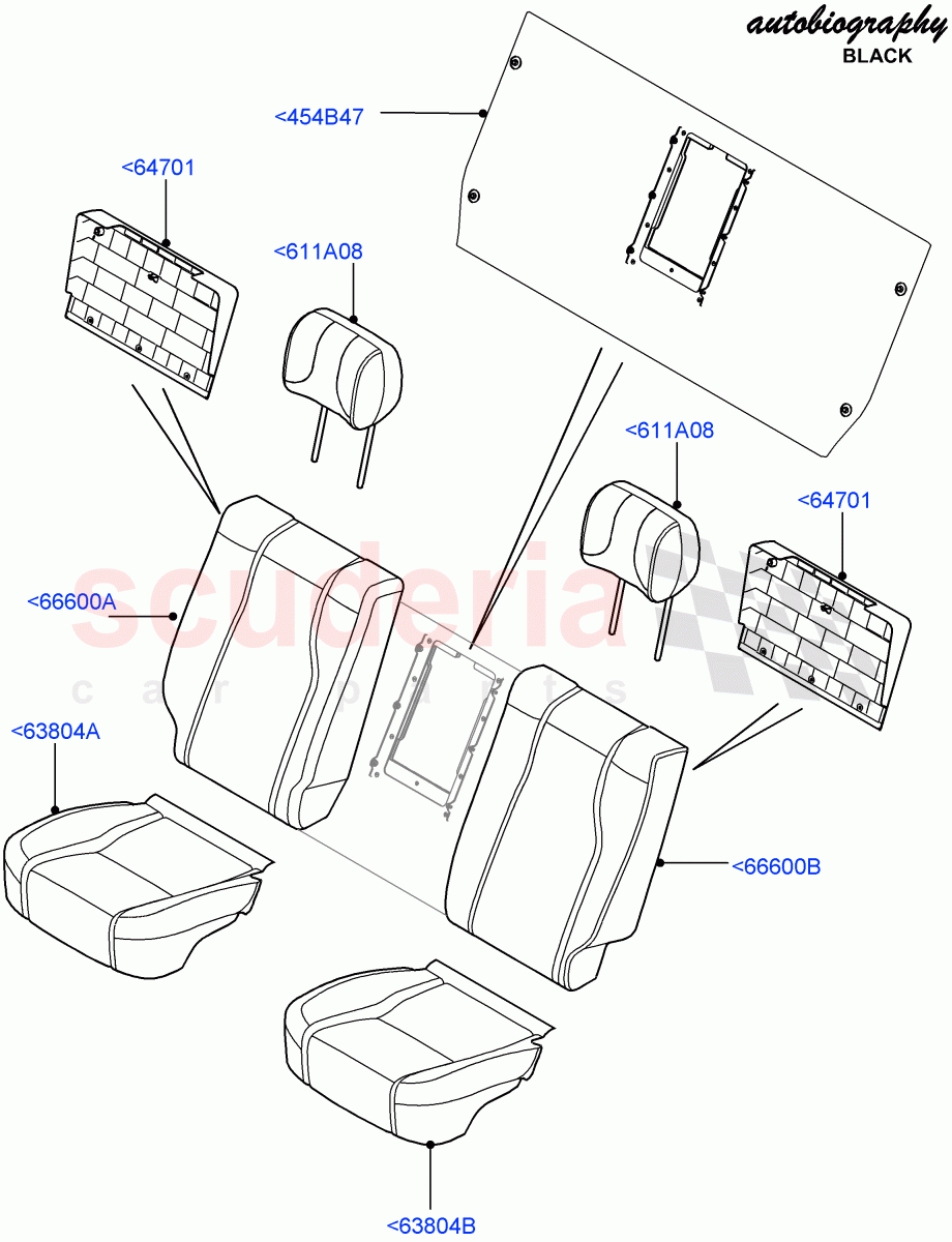 Rear Seat Covers (Autobiography Black / SV Autobiography) (With 40/40 Split Individual Rr Seat) ((V) FROMEA000001, (V) TOHA999999) of Land Rover Land Rover Range Rover (2012-2021) [3.0 I6 Turbo Diesel AJ20D6]