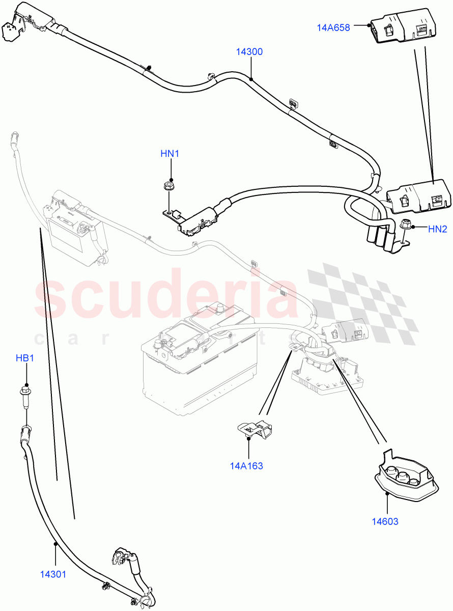 Battery Cables And Horn (LHD, Itatiaia (Brazil), Starter - Stop/Start System) ((V) FROMGT000001) of Land Rover Land Rover Range Rover Evoque (2012-2018) [2.0 Turbo Diesel]