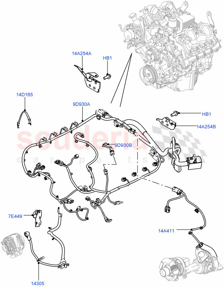 Electrical Wiring - Engine And Dash (4.4L DOHC DITC V8 Diesel) of Land Rover Land Rover Range Rover Sport (2014+) [2.0 Turbo Petrol GTDI]