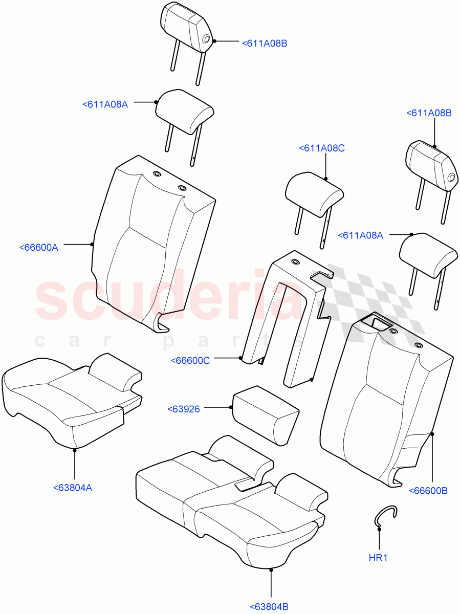Rear Seat Covers (Grained Cloth, Halewood (UK), With 60/40 Manual Fold Thru Rr Seat) ((V) FROMLH000001) of Land Rover Land Rover Discovery Sport (2015+) [2.0 Turbo Diesel]