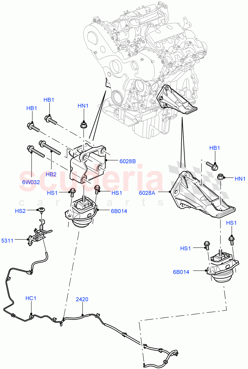 Engine Mounting (3.0 V6 Diesel) ((V) FROMAA000001) of Land Rover Land Rover Discovery 4 (2010-2016) [4.0 Petrol V6]