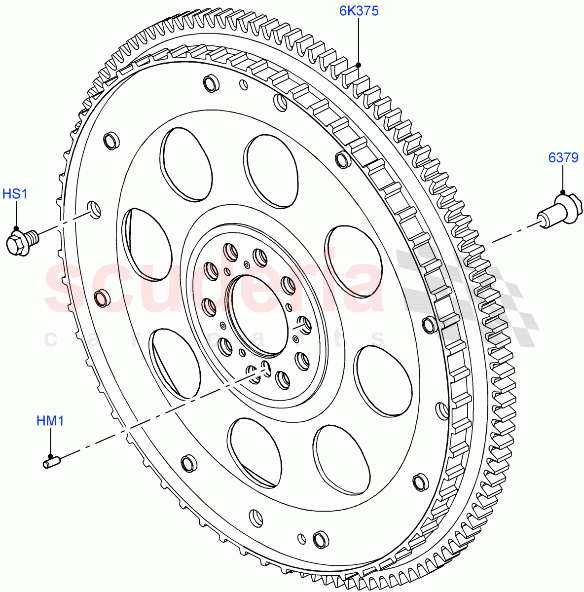 Flywheel (5.0L OHC SGDI SC V8 Petrol - AJ133, 5.0 Petrol AJ133 DOHC CDA, 5.0L P AJ133 DOHC CDA S/C Enhanced) of Land Rover Land Rover Range Rover (2012-2021) [5.0 OHC SGDI SC V8 Petrol]