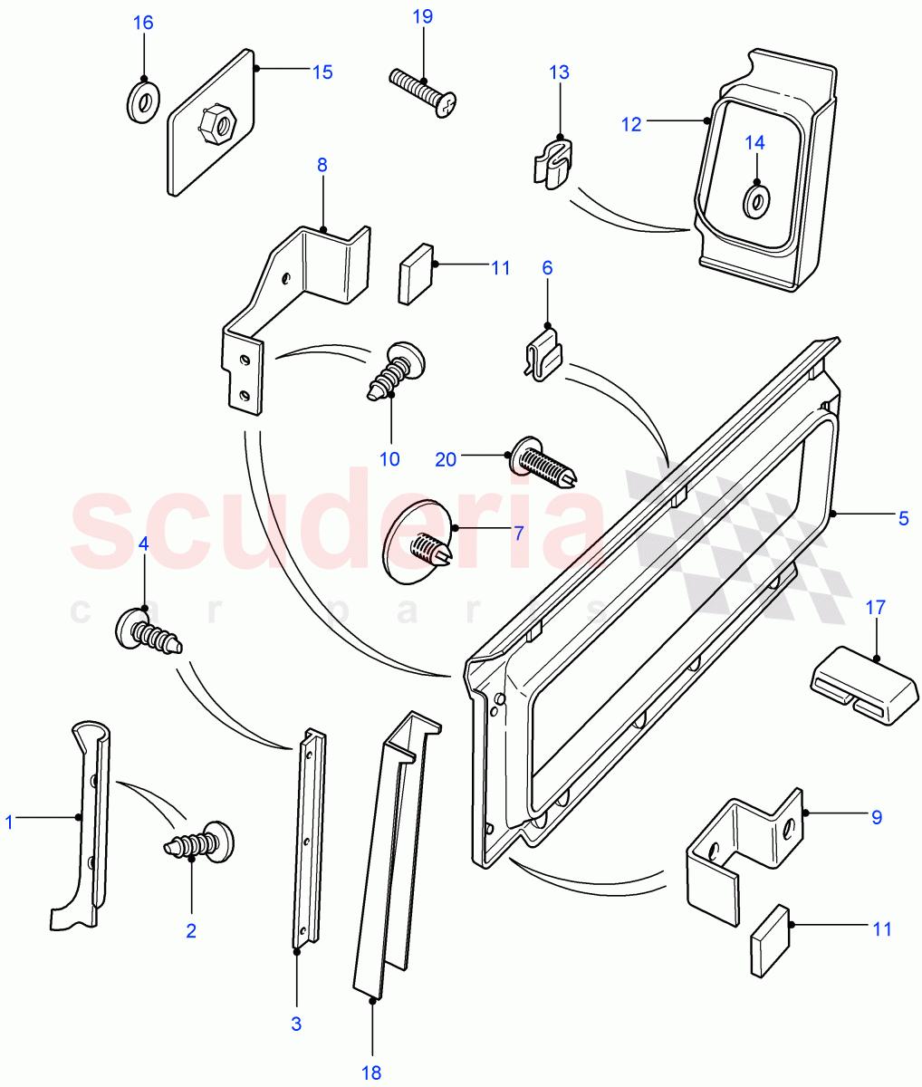 Body Trim (Station Wagon Utility - 5 Door, Station Wagon - 5 Door, Hard Top, Crew Cab Pick Up, Station Wagon - 3 Door, Chassis Crew Cab) ((V) FROM7A000001) of Land Rover Land Rover Defender (2007-2016)