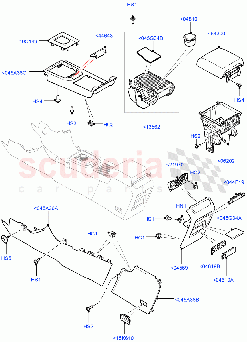 Console - Floor (External Components) (Changsu (China)) ((V) FROMFG000001, (V) TOKG446856) of Land Rover Land Rover Discovery Sport (2015+) [2.0 Turbo Petrol GTDI]